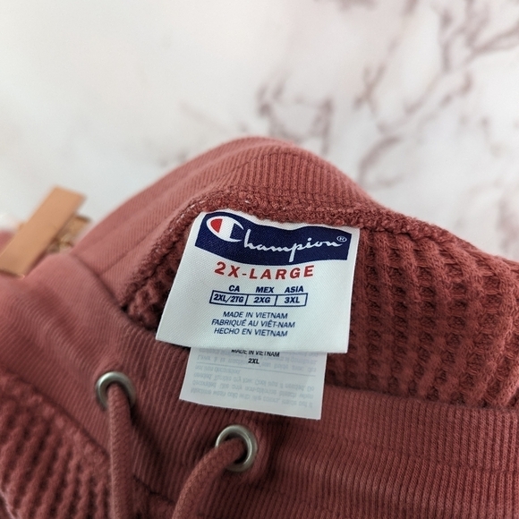 Champion Pants Womens 2X Pink Waffle Thermal Knit Wide Leg Crop Sweatpants - Picture 3 of 10